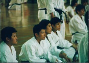 Sports are popular in Japan; here is a karate competition.