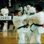 Sports are popular in Japan; here is a karate competition.