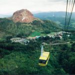 Cable car up the volcanic mountain of Usu overlooking Lake