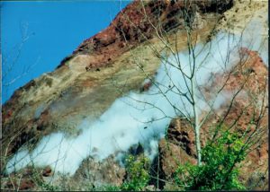 Steam from Mount Usu. Usu has erupted four times since