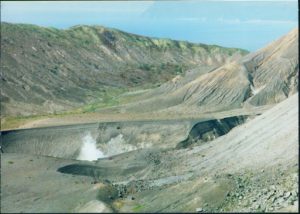 Steam from Mount Usu. Usu has erupted four times since