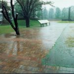 Rainy day at the Peace Memorial park; no people, no