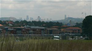 Distant view of Joburg from the suburbs.