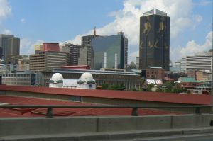 Skyline of Joburg; the tall building is the 138-meter Southern