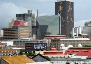 Central Joburg with the Diamond Building, center; a striking building