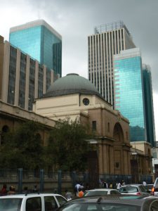 The Johannesburg Sun Hotel (tall glass building in background) was