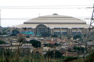 A giant church in the midst of a lower class