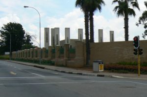 Nearing the Apartheid Museum.