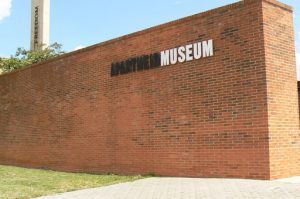 Outside the Apartheid Museum.