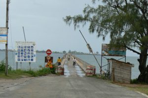 Narrow one-lane 3km bridge to Ilha de Mocambique, built in