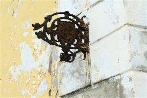 Rusty lantern bracket.