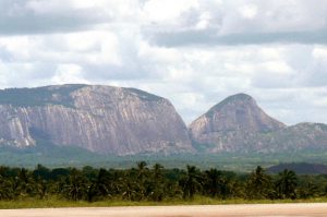 View of the mountains from Maputo airport; runway is in