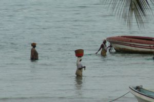 Local fisherwomen along the beach.