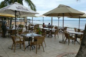 Dining veranda at Nautilus Beach Hotel.