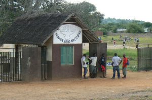 Entrance to a Christian orphanage Arcos-Iris Ministries in Pemba.