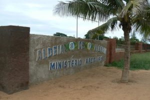 Entrance sign to Christian orphanage Arcos-Iris Ministries in Pemba.