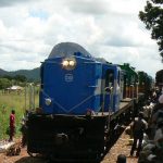 One of the few trains in northern Mozambique goes from