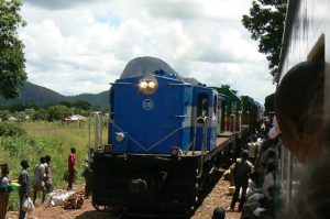 One of the few trains in northern Mozambique goes from