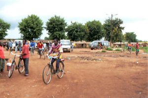 Mandimba bus terminal; only bicycle taxis or over-priced private cars