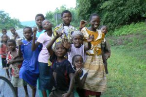 Children along the roadside.