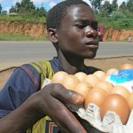 Egg vendor selling hard boiled eggs.