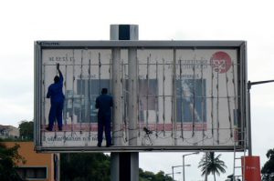 Changing a billboard.