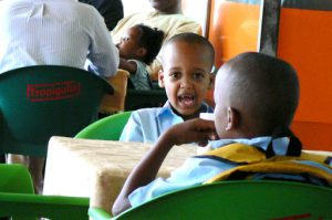 Brothers at a cafe.