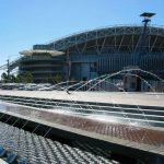 Exterior of the Olympic pool stadium.