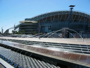 Exterior of the Olympic pool stadium.