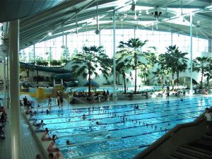 Interior of the Olympic pool stadium (there are four pools).