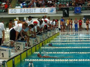 Timers at the end of a race.