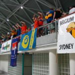 Team banners hung around the pool.