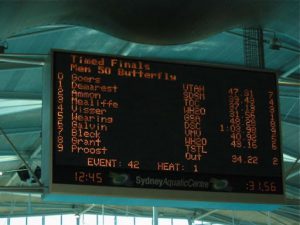 Result for mens 50 meter butterfly race (Ammon in 3rrd