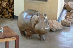 Native wood carving at Kiboko Town Hotel in Lilongwe.