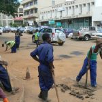 Road repair crew in Lilongwe does not appear to be