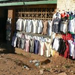 Clothing market; some items are used clothing donated from abroad.