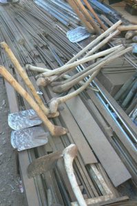 Hand made hoes at the Lilongwe market.