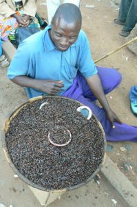 Fried cockroaches at the Lilongwe market.