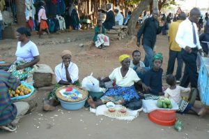 Rural farmers at the Lilongwe market.
