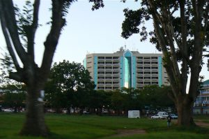 On the outskirts of Lilongwe are upscale commercial buildings.