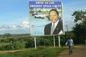 Billboard advocating safe driving.