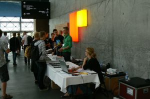 Conference lobby at Danish Radio headquarters (DR).