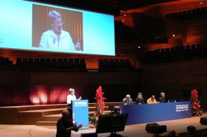 Paula Ettlebrick of USA chairing a plenary session.