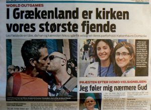 Newspaper article about the Lutheran Cathedral blessing of gay couples