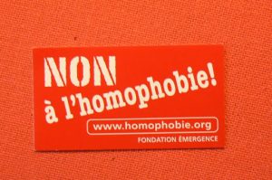 Anti-homophobia poster from France displayed at the OutGames Human Rights