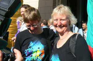 Couples celebrated their blessing afterwards outside the cathedral.