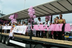 Sabbah (Middle East) gay organization; some riders wore masks for