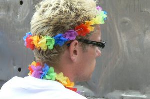 A rainbow wreath of love and peace.