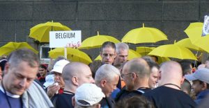 Team Belgium came prepared for rain.