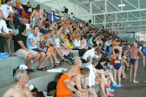 Spectators and swimmers.